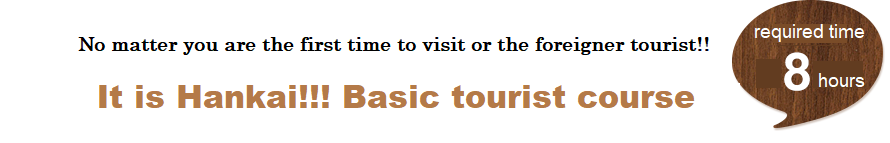  No matter you are the first time to visit or the foreigner tourist, I recommend “It is Hankai!!! Basic tourist course” to you.