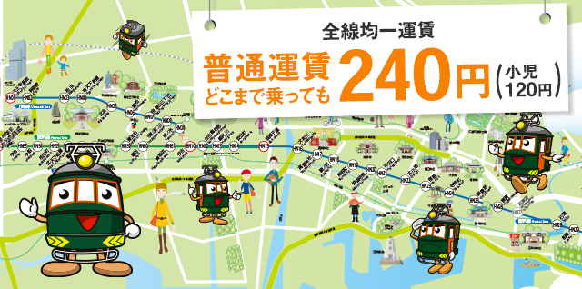 普通運賃どこまで乗っても大人240円（小児120円）